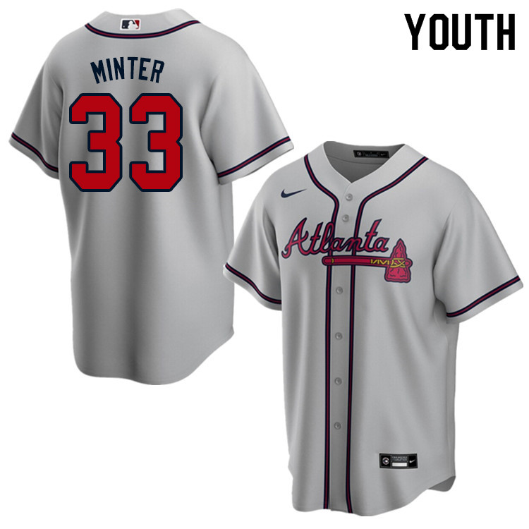 Nike Youth #33 A.J. Minter Atlanta Braves Baseball Jerseys Sale-Gray